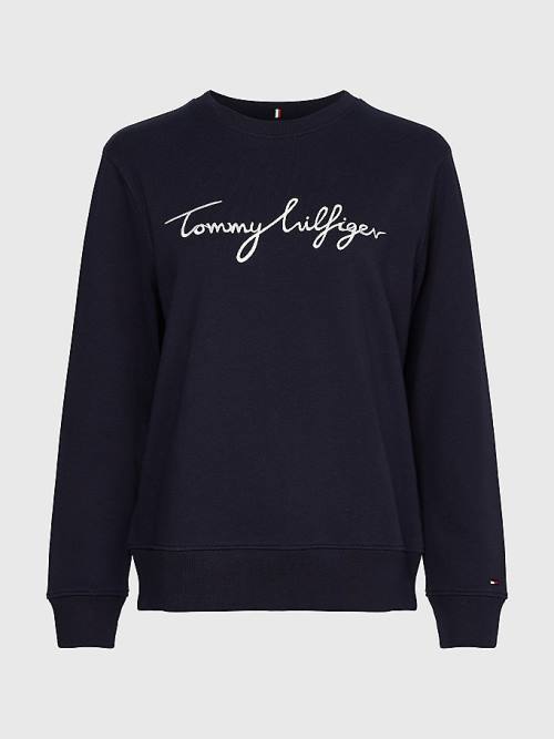 Ženske Tommy Hilfiger Graphic Crew Neck Duksevi Plava | TH980QPA