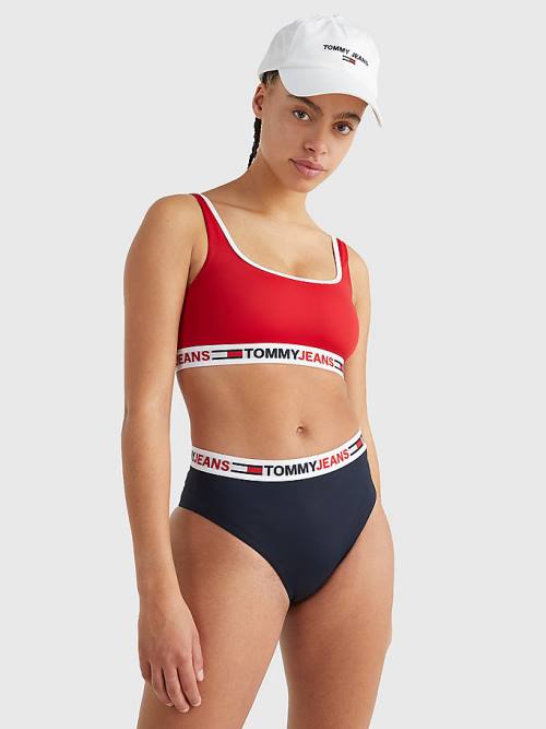 Ženske Tommy Hilfiger High Waist Cheeky Bikini Bottoms Kupaći Kostimi Plava | TH750XHU