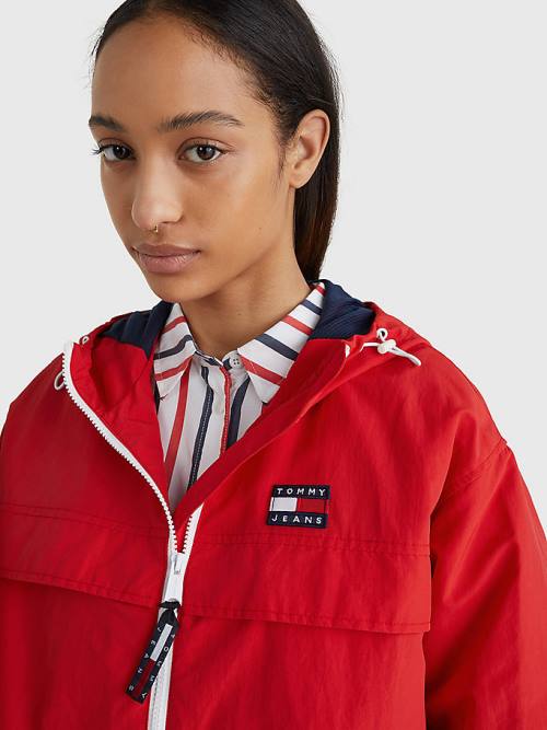 Ženske Tommy Hilfiger Hooded Chicago Windbreaker Jakna Crveni | TH405ZLU