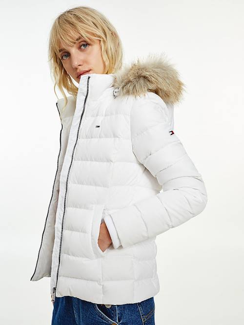 Ženske Tommy Hilfiger Hooded Down Jakna Bela | TH421WHP