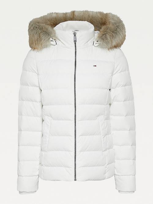 Ženske Tommy Hilfiger Hooded Down Jakna Bela | TH421WHP