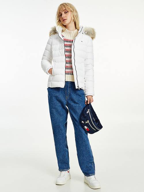 Ženske Tommy Hilfiger Hooded Down Jakna Bela | TH421WHP