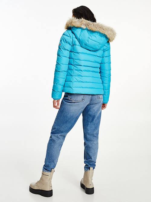 Ženske Tommy Hilfiger Hooded Down Jakna Plava | TH720RHG