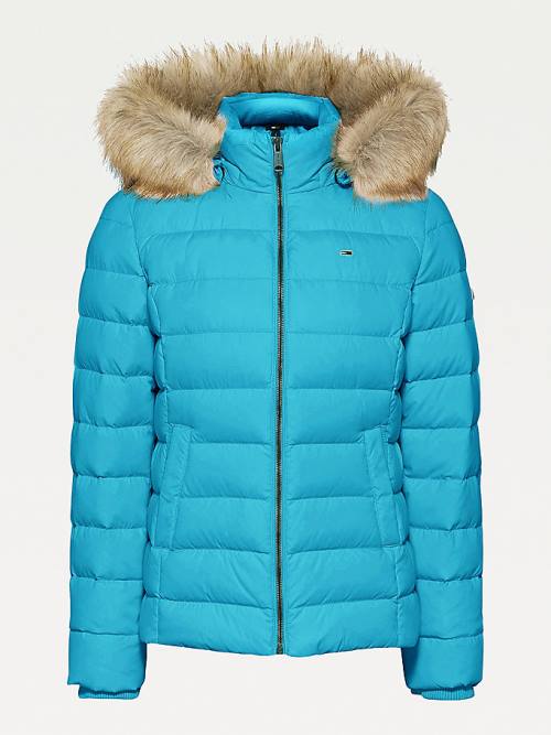 Ženske Tommy Hilfiger Hooded Down Jakna Plava | TH720RHG