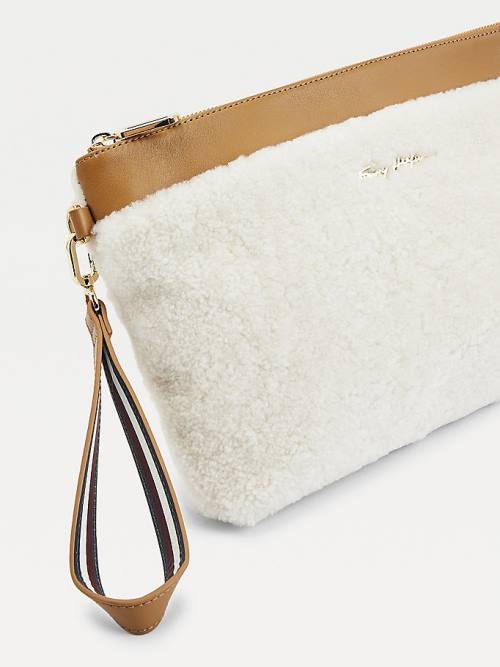 Ženske Tommy Hilfiger Iconic Leather Shearling Clutch Torbe Roza | TH674PLR