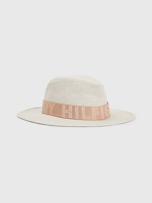 Ženske Tommy Hilfiger Iconic Linen Fedora Kape Bež | TH562XGR