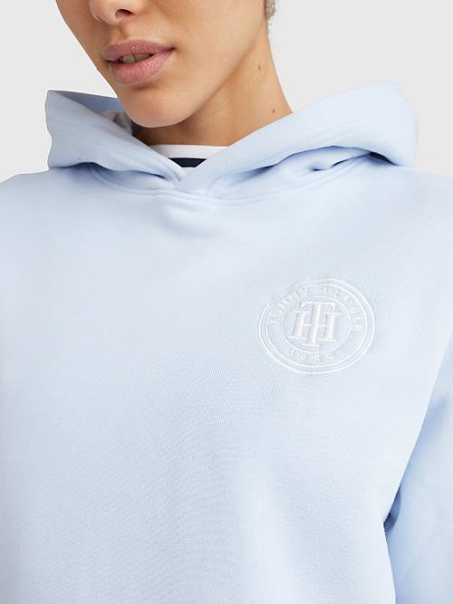 Ženske Tommy Hilfiger Interlock Circle Logo Duks Hoodie Plava | TH461LIB