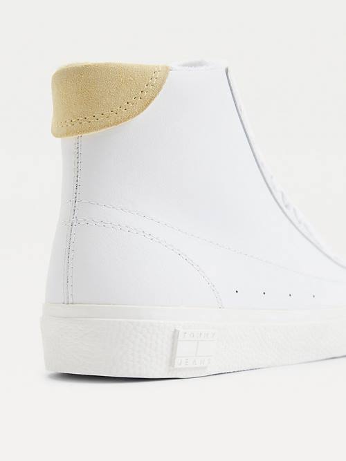 Ženske Tommy Hilfiger Leather High-Top Patike Žuta | TH249WVY