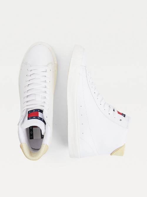 Ženske Tommy Hilfiger Leather High-Top Patike Žuta | TH249WVY