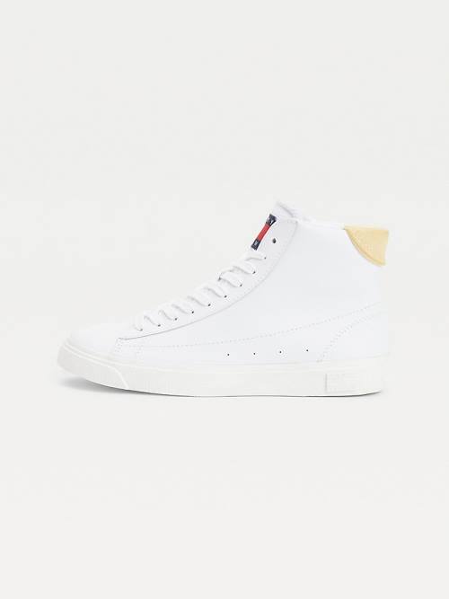 Ženske Tommy Hilfiger Leather High-Top Patike Žuta | TH249WVY