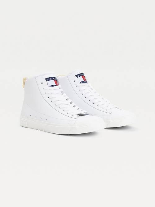 Ženske Tommy Hilfiger Leather High-Top Patike Žuta | TH249WVY