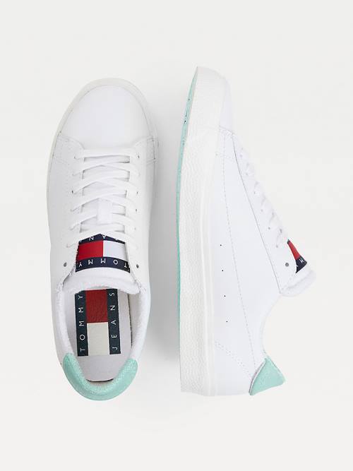 Ženske Tommy Hilfiger Leather Low-Top Patike Zeleno | TH806THK