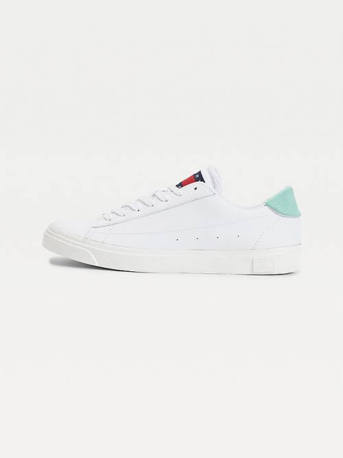 Ženske Tommy Hilfiger Leather Low-Top Patike Zeleno | TH806THK