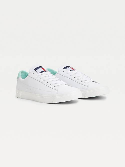 Ženske Tommy Hilfiger Leather Low-Top Patike Zeleno | TH806THK