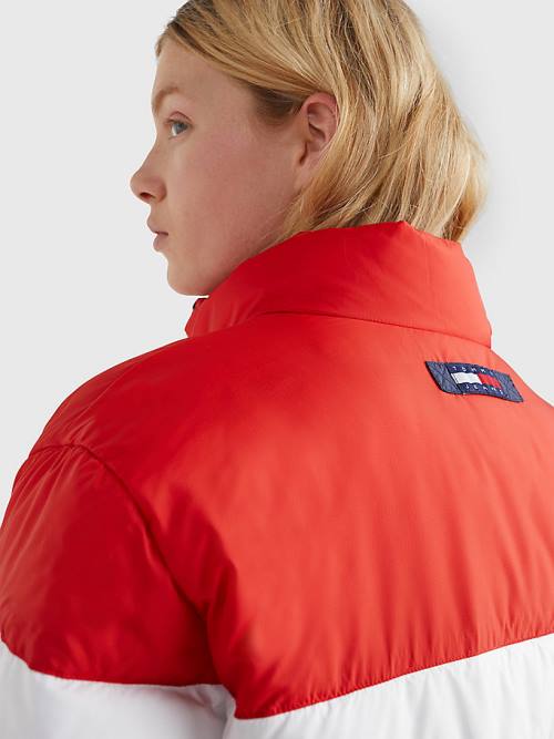 Ženske Tommy Hilfiger Lightweight Colour-Blocked Puffer Jakna Plava | TH405KBQ