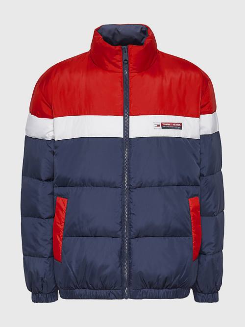 Ženske Tommy Hilfiger Lightweight Colour-Blocked Puffer Jakna Plava | TH405KBQ