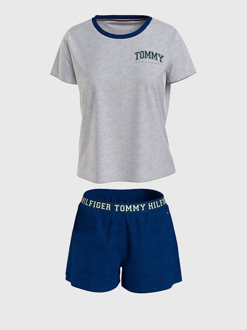 Ženske Tommy Hilfiger Logo Contrast Trim Short Set Pidžama Bež | TH341EGJ