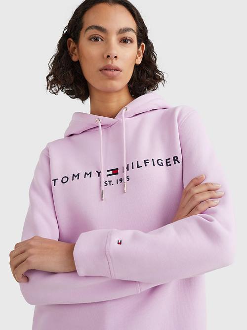 Ženske Tommy Hilfiger Logo Drawstring Regular Fit Duks Hoodie Ljubičasta | TH168WEB