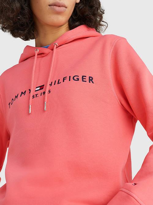 Ženske Tommy Hilfiger Logo Drawstring Regular Fit Duks Hoodie Crveni | TH206LWH