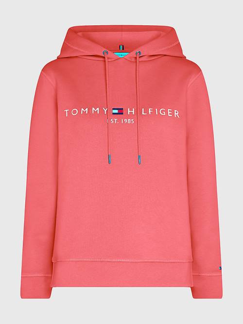 Ženske Tommy Hilfiger Logo Drawstring Regular Fit Duks Hoodie Crveni | TH206LWH