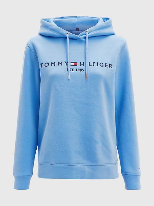 Ženske Tommy Hilfiger Logo Drawstring Regular Fit Duks Hoodie Plava | TH342NFU