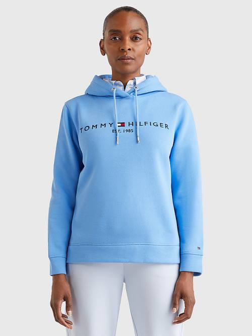 Ženske Tommy Hilfiger Logo Drawstring Regular Fit Duks Hoodie Plava | TH342NFU