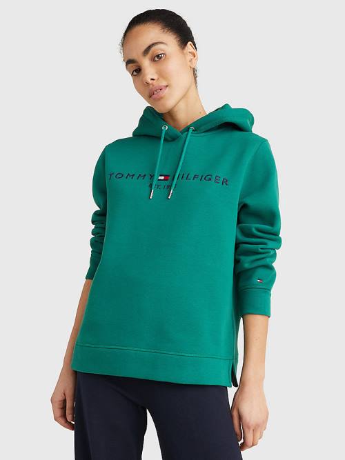 Ženske Tommy Hilfiger Logo Drawstring Regular Fit Duks Hoodie Zeleno | TH897LRT