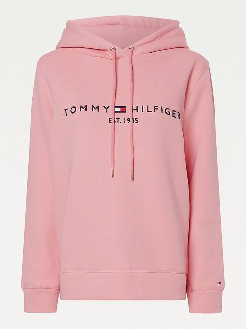 Ženske Tommy Hilfiger Logo Drawstring Regular Fit Duks Hoodie Roza | TH902APM