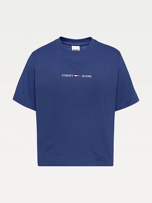 Ženske Tommy Hilfiger Logo Embroidery Organic Cotton Majice Plava | TH029CQT