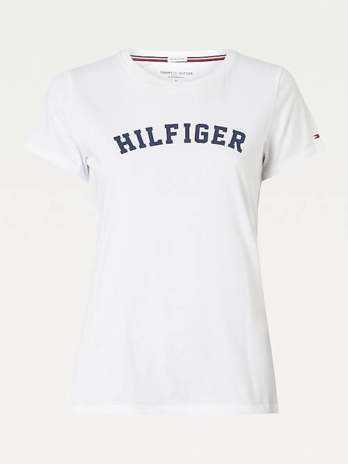 Ženske Tommy Hilfiger Logo Majice Bela | TH748PND