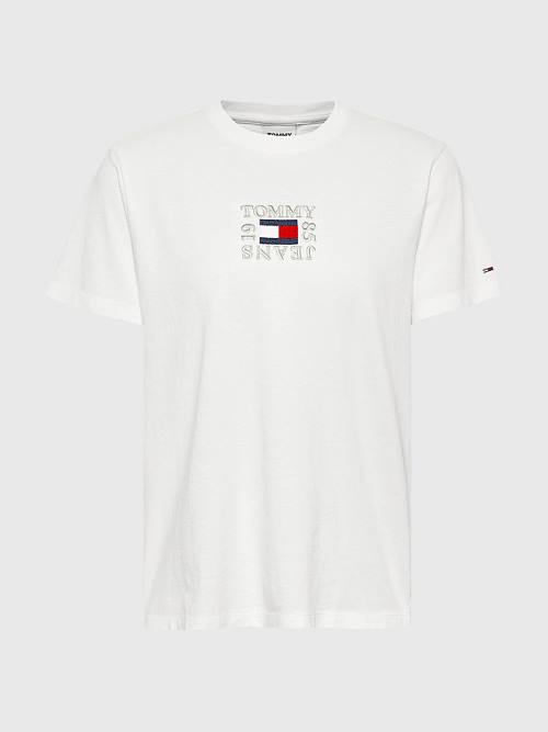 Ženske Tommy Hilfiger Logo Relaxed Fit Majice Bela | TH504ZNY