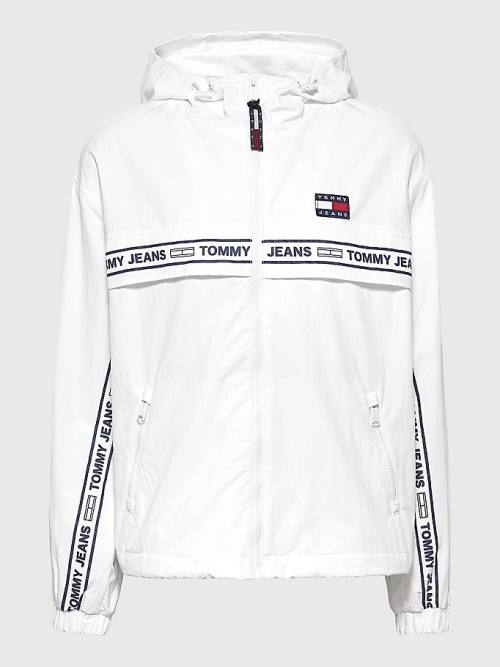 Ženske Tommy Hilfiger Logo Tape Chicago Windbreaker Jakna Bela | TH423QDJ