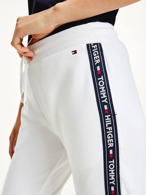 Ženske Tommy Hilfiger Logo Tape Joggers Pantalone Bela | TH927VQT