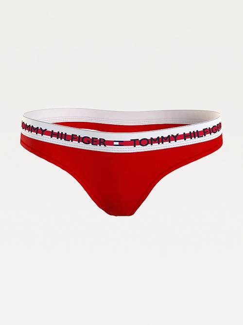 Ženske Tommy Hilfiger Logo Tape Stretch Thong Donji veš Crveni | TH341PWD