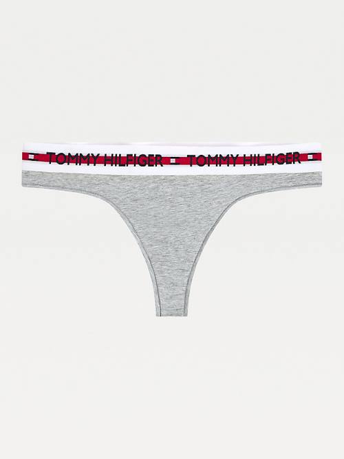 Ženske Tommy Hilfiger Logo Tape Stretch Thong Donji veš Siva | TH380FXV