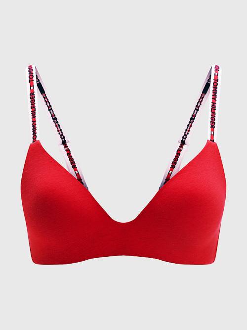 Ženske Tommy Hilfiger Logo Tape Triangle Bra Donji veš Crveni | TH835VUH