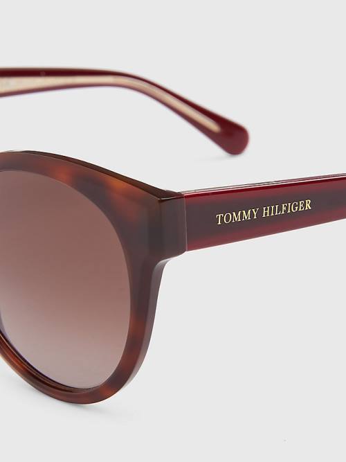 Ženske Tommy Hilfiger Logo Temple Cat-Eye Sunčane Naočare Braon | TH417VQU