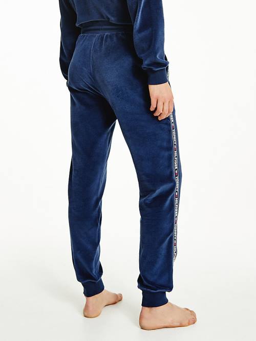 Ženske Tommy Hilfiger Lounge Drawstring Velour Joggers Pantalone Plava | TH174ZNF