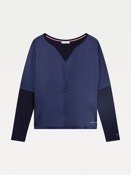 Ženske Tommy Hilfiger Lounge Long Sleeve Top Pidžama Plava | TH427UNR