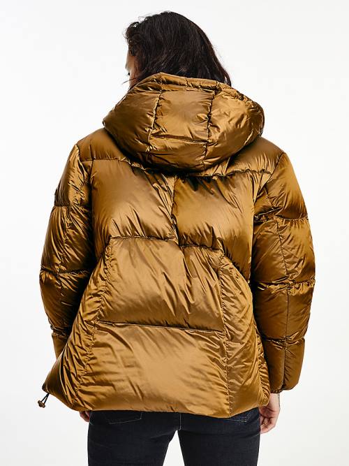 Ženske Tommy Hilfiger Metallic Down Puffer Jakna Braon | TH236GRO