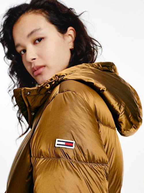 Ženske Tommy Hilfiger Metallic Down Puffer Jakna Braon | TH236GRO