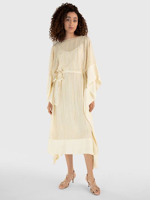 Ženske Tommy Hilfiger Metallic Stripe Kaftan Haljine Bela | TH219TSW