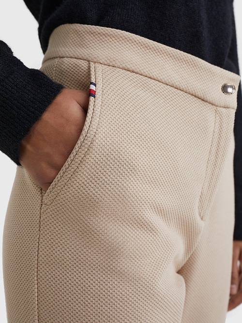 Ženske Tommy Hilfiger Michelle Textured Tapered Pantalone Bež | TH176JHF