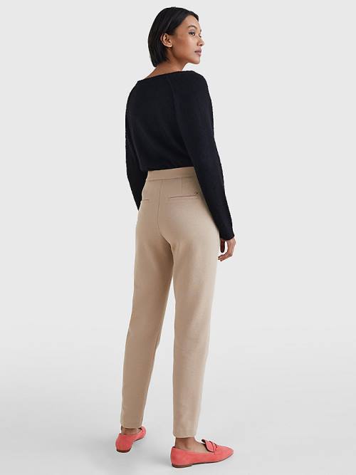 Ženske Tommy Hilfiger Michelle Textured Tapered Pantalone Bež | TH176JHF