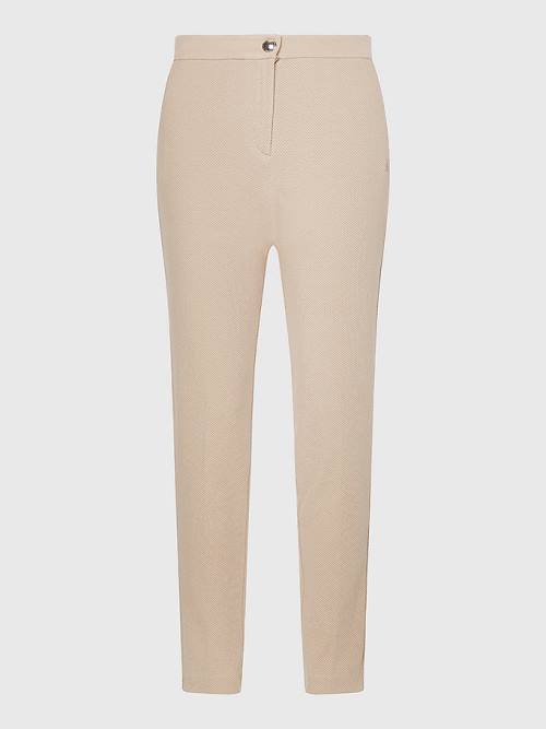 Ženske Tommy Hilfiger Michelle Textured Tapered Pantalone Bež | TH176JHF