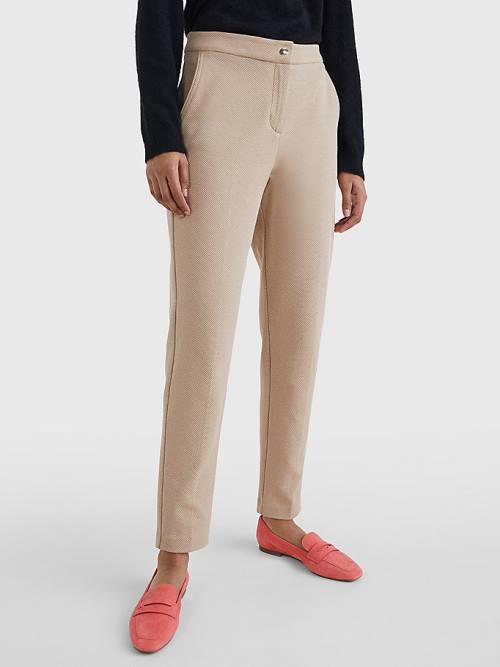 Ženske Tommy Hilfiger Michelle Textured Tapered Pantalone Bež | TH176JHF