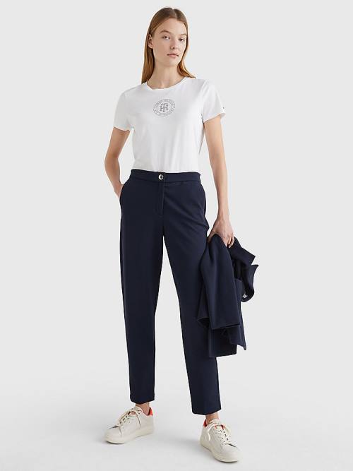 Ženske Tommy Hilfiger Michelle Textured Tapered Pantalone Plava | TH927QBJ