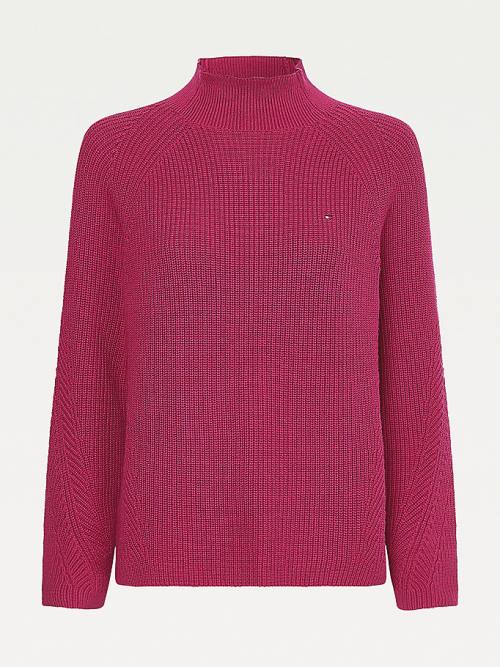 Ženske Tommy Hilfiger Mock Turtleneck Organic Cotton Knit Jumper Džemper Crveni | TH906QXH