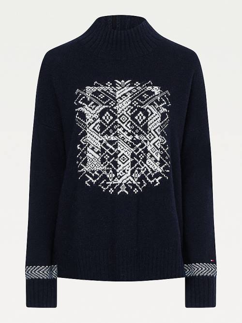 Ženske Tommy Hilfiger Monogram Relaxed Fit Alpaca Jumper Džemper Crna | TH057KJA