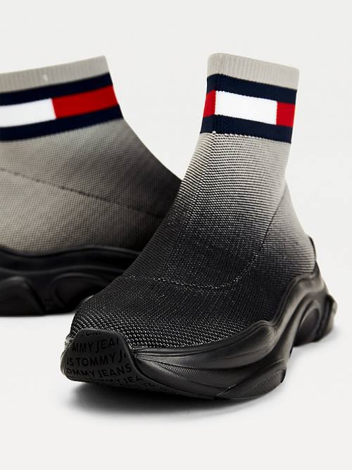 Ženske Tommy Hilfiger Ombre Knit Hybrid Čizme Crna | TH680NGA